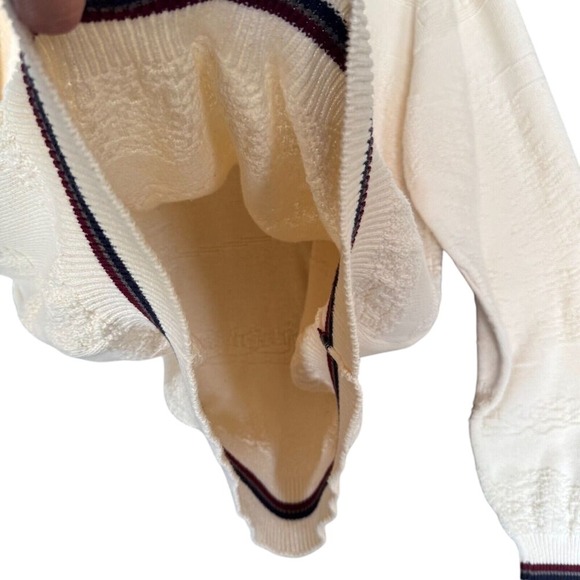 VTG 90s Carmel Mens XLT Ivory Embroidered Textured Sweater Golf Grandpa Dad‎ USA - Picture 11 of 12
